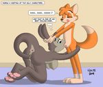  balls butt canine cub fellatio female fox kangaroo krezz_karavan male male/female mammal marsupial nude oral paws penis pussy sex sucking tail_sex text young 