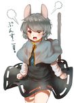  angry animal_ears blush capelet grey_hair highres jewelry mouse_ears mouse_tail nazrin pendant pyonsuke_(pyon2_mfg) red_eyes short_hair simple_background solo tail touhou translated white_background 