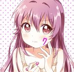  collarbone countdown crayon hair_intakes marking_on_cheek namori polka_dot polka_dot_background purple_eyes purple_hair solo sugiura_ayano yuru_yuri 