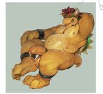  2015 after_sex anthro armlet balls biceps big_muscles big_penis bowser bracelet claws cock_ring collar cum cum_drip cum_in_foreskin cum_on_balls cum_on_chest cum_on_face cum_on_penis darkgem dripping erection eyebrows green_skin hair half-erect horn humanoid_penis jewelry koopa lizard looking_at_viewer male mario_bros muscles natural navel nintendo nipples nude open_mouth partially_retracted_foreskin penis red_eyes reptile scalie shell simple_background sitting smile solo spiked_armlet spiked_bracelet spiked_collar spikes teeth tongue turtle uncut vein video_games yellow_skin 