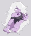  1girl ajikan_(sabamiso) amethyst_(steven_universe) artist_request purple_skin simple_background solo steven_universe white_hair 