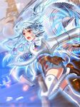  aliasse aura lance long_hair military military_uniform motion_blur murakami_yuichi open_mouth polearm red_eyes senjou_no_valkyria senjou_no_valkyria_2 shield shoes silver_hair solo thighhighs uniform weapon white_legwear zettai_ryouiki 