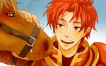  alen_(fire_emblem) armor fire_emblem fire_emblem:_fuuin_no_tsurugi heart horse male_focus mkorokke open_mouth red_eyes red_hair solo 