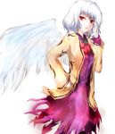  bad_id bad_pixiv_id bow bowtie directional_arrow dress dyolf hand_on_hip jacket kishin_sagume long_sleeves purple_dress red_eyes short_hair silver_hair single_wing sketch skirt solo touhou wings work_in_progress 