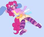  &lt;3 2015 anthro anthrofied blush caroo clothing disembodied_hand elbow_gloves equine female friendship_is_magic gloves hair high-angle_shot horse laugh legwear lying mammal my_little_pony one_eye_closed pillow pink_hair pinkie_pie_(mlp) pony skirt socks tickle_fetish tickle_torture tickling 
