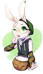  anthro bogoro collar cute eyewear glasses hat lagomorph male mammal piercing rabbit simple_background solo yeneeko_matsuda 