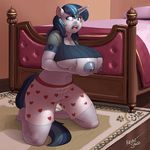  &lt;3 2015 anthro anthrofied areola bed big_breasts blanket blue_eyes blue_hair boxers_(clothing) breasts clothing crossgender equine female friendship_is_magic fur hair horn huge_breasts inside kevinsano kneeling looking_back mammal my_little_pony navel nipples open_mouth pillow shining_armor_(mlp) shirt shirt_lift solo thick_thighs underwear unicorn voluptuous white_skin wide_hips 