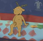  absurd_res arthur_(series) balls barefoot bed blargsnarf cervine erection george half-closed_eyes hi_res humanoid_penis male mammal masturbation moose nude penis puppet solo uncut young 