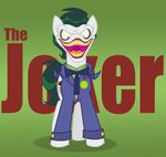  ambiguous_gender clothed clothing english_text equine hair horse icelion87 male mammal my_little_pony open_mouth pony rape_face smile solo text the_joker the_joker_pony tuxedo 