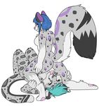  anthro blue_hair blush butt cheche feline female hair leopard lying male male/female mammal oral pussy sevrah snow_leopard 