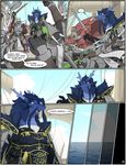  armor blue_skin boat comic dragon english_text green_skin long_(zerofox) melee_weapon qiao red_skin scalie sea sword text water weapon zerofox1000 