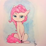  2015 blue_eyes captainpudgemuffin cute earth_pony equine female friendship_is_magic fur hair hi_res horse looking_at_viewer mammal my_little_pony pink_fur pink_hair pinkie_pie_(mlp) pony raised_eyebrow sitting solo text 