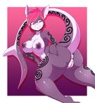  2015 anthro anus big_butt breasts butt female fin fish hair iabelle marine nipple_piercing nipples nude piercing pink_eyes pink_hair pussy shark solo 