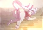  all_fours anthro anus blue_eyes blush bottomless butt chinchilla clothed clothing female hair half-dressed inviting looking_at_viewer looking_back mammal open_mouth presenting presenting_hindquarters pussy raised_tail rodent shiro solo thick_thighs white_hair wide_hips zeiro 