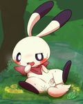  balls blush jumping_rabbit lagomorph looking_at_viewer m@rt male mammal outside rabbit sheath sitting solo sweat 