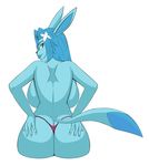  2015 anthro anthrofied big_breasts big_butt blue_eyes blue_hair breasts butt canine eeveelution glaceon hair huge_breasts long_hair mammal nintendo pok&eacute;mon presenting presenting_hindquarters simple_background video_games white_background wiitenuant 
