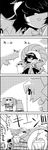  4koma bow bucket carrying_over_shoulder cirno comic commentary eating frog_hair_ornament greyscale hair_bow hair_ornament highres ice ice_wings in_bucket in_container kisume kochiya_sanae mermaid monochrome monster_girl multiple_girls open_mouth over_shoulder rope shaved_ice shimenawa smile snake_hair_ornament spoon tani_takeshi touhou translated tree twintails wakasagihime wings yasaka_kanako yukkuri_shiteitte_ne 