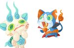  bad_id bad_pixiv_id cape cat fangs furoshiki gabunyan green_eyes haramaki komasan kyra_kupetsky lowres no_humans notched_ear open_mouth simple_background tears vampire white_background youkai youkai_watch youkai_watch_2 