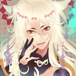  animal_ears bad_id bad_pixiv_id black_gloves face fox_ears gloves japanese_clothes kogitsunemaru long_hair looking_at_viewer male_focus nipponia_nippon open_mouth partly_fingerless_gloves red_eyes solo touken_ranbu upper_body 