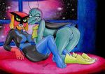 alien arthropod blush brak crossgender duo female insect looking_at_viewer parasitedeath zorak 
