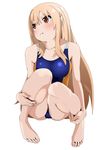  :t bad_id bad_pixiv_id barefoot blonde_hair blush brown_eyes competition_swimsuit doma_umaru feet fuwa_mochi himouto!_umaru-chan long_hair one-piece_swimsuit puffy_cheeks school_swimsuit solo squatting swimsuit v-shaped_eyebrows 
