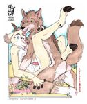  2005 anal anthro balls blue_eyes canine caprine cum duo ear_piercing fennec_(artist) gabu goat green_eyes horn licking male male/male mammal mei_(one_stormy_night) one_stormy_night penis piercing tongue tongue_out wolf 