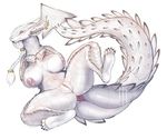  anthro avoid_posting big_breasts breasts claws dragon female hair horn looking_at_viewer nipples nude presenting pussy scalie solo taihab voluptuous watermark xinith 