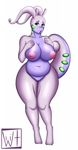  2014 big_breasts breasts chubby dragon goodra green_eyes inverted_nipples nintendo nipples pok&eacute;mon reptile scalie simple_background thick_thighs video_games white_background wide_hips wiitenuant 