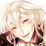  bad_id bad_pixiv_id black_gloves face fangs gloves hood kogitsunemaru long_hair looking_at_viewer male_focus nipponia_nippon open_mouth red_eyes solo touken_ranbu 