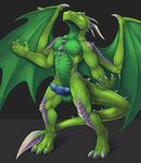  anthro balls blue_penis claws dragon erection green_body knot looking_at_viewer male membranous_wings penis plain_backround solo the_secret_cave wings 