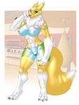  breasts clothing digimon fluffy_tail muscles nipples panties pussy renamon solo thunder-renamon underwear 