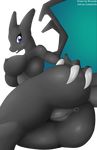  2015 alpha_channel anthro anus big_breasts blue_eyes blush breasts butt claws codedcells edit erect_nipples female hand_on_butt hi_res looking_at_viewer mega_charizard mega_charizard_x mega_evolution nintendo nipples nude pok&eacute;mon presenting presenting_hindquarters purple_eyes pussy ricocake simple_background smile solo transparent_background video_games wings 