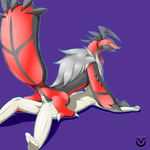  animal_genitalia claws cloaca domination duo erection female female_domination female_on_top feral hi_res horn human legendary_pok&eacute;mon looking_at_viewer male male/female mammal nintendo nude on_top open_mouth penis pinned_arms pok&eacute;mon purple_background pussy raised_tail simple_background veldazik video_games yveltal 