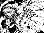  flandre_scarlet greyscale high_contrast highres monochrome nine_(suifla) solo touhou wings 