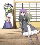  dress gradient_hair green_eyes green_hair hat hijiri_byakuren hota long_hair multicolored_hair multiple_girls rod_of_remorse shiki_eiki short_hair touhou yellow_eyes 