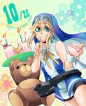  bad_id bad_pixiv_id bike_shorts birthday blonde_hair bridget_(guilty_gear) cake candle dj_kaka flower food guilty_gear habit icing male_focus nun otoko_no_ko pastry pinky_out solo stuffed_animal stuffed_toy teddy_bear 