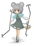  :&lt; animal_ears bad_id bad_pixiv_id basket dowsing_rod grey_hair jewelry lie-lilac mary_janes mouse mouse_ears mouse_tail nazrin pendant red_eyes shoes short_hair socks solo tail touhou white_legwear 