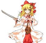  alphes_(style) blonde_hair erhu formless_god hair_ornament hair_ribbon instrument parody ribbon satsuki_rin solo style_parody touhou transparent_background yellow_eyes 