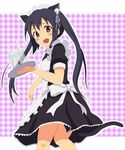  alternate_costume animal_ears bad_id bad_pixiv_id black_hair blush cat_ears enmaided goro k-on! maid nakano_azusa red_eyes solo tail twintails 