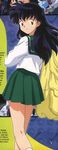  absurdres black_hair highres higurashi_kagome inuyasha legs long_hair miniskirt school_uniform skirt smile thighs 