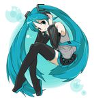  agemono aqua_eyes aqua_hair bad_id bad_pixiv_id detached_sleeves hatsune_miku headphones headset long_hair necktie skirt smile solo thighhighs twintails very_long_hair vocaloid zettai_ryouiki 