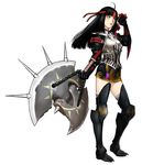  armor axe gloves long_hair monster_hunter sakamoto_mineji simple_background solo thighhighs warrior weapon 