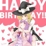  :&lt; bad_id bad_pixiv_id blonde_hair braid hat kikuichi_monji kirisame_marisa long_hair multiple_girls patchouli_knowledge purple_eyes purple_hair short_hair touhou witch_hat yellow_eyes 