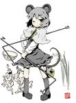  animal_ears basket blush grey_hair lowres mouse mouse_ears mouse_tail nazrin ooide_chousuke short_hair solo tail touhou 