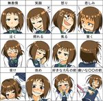  black_eyes bow bowtie brown_hair chikuma_school_uniform expressions kamigaki_megumi multiple_views saki school_uniform short_hair tsuchinoko_(muni_muni) 