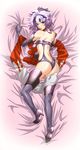  ass bed blush dakimakura full_body high-cut_armor highres kuzuryuu_amane megami_ibunroku_devil_survivor persona persona_3 purple_hair segami_daisuke short_hair solo 