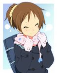  blush closed_eyes duplicate hirasawa_ui k-on! scarf school_uniform smile solo winter 