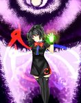  bad_id bad_pixiv_id black_hair black_legwear bow bowtie dress highres houjuu_nue red_eyes sho-1 short_hair solo thighhighs touhou wings zettai_ryouiki 