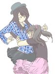  bad_id bad_pixiv_id black_hair hat hug kurukero long_hair mizuki_nana multiple_girls seiyuu skirt smile tamura_yukari twintails 