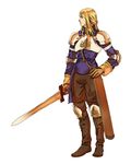  agrias_oaks armor blonde_hair boots braid final_fantasy final_fantasy_tactics gloves long_hair oda_takayuki pants sheath single_braid sword takashi_aya weapon 